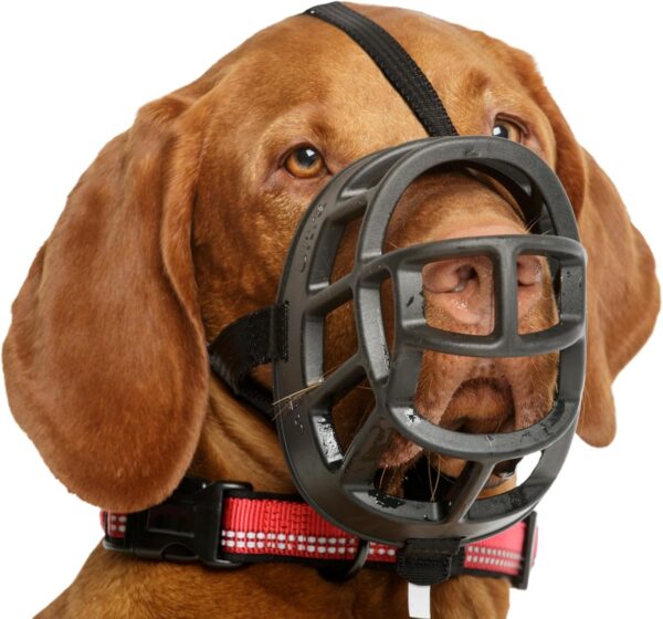 BASKERVILLE ULTRA MUZZLE - Patented Humane Design, Breathable, Dog can Pant and Drink, Adjustable, Padded, Training Muzzle for Medium-sized Dogs, Prevents Biting, Wildlife Scavenging (Size 4, Black) - Image 4