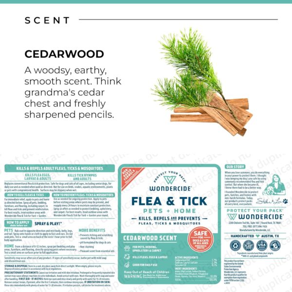 Wondercide - Flea, Tick & Mosquito Spray for Dogs, Cats, and Home - Tick Killer, Control, Prevention, Treatment - with Natural Essential Oils - Pet and Family Safe - Cedarwood 16 oz - Image 6