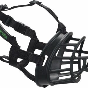 BASKERVILLE ULTRA MUZZLE - Patented Humane Design, Breathable, Dog can Pant and Drink, Adjustable, Padded, Training Muzzle for Medium-sized Dogs, Prevents Biting, Wildlife Scavenging (Size 4, Black)