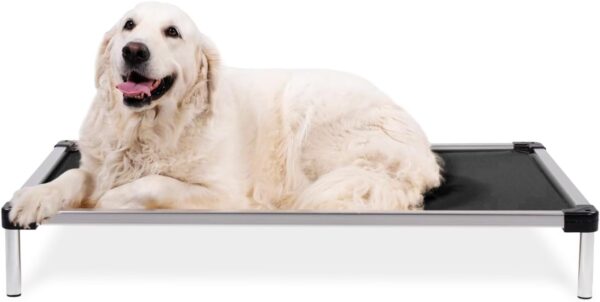 K9 Ballistics Chew Proof Elevated Dog Bed - Made for Aggressive Chewers, Indestructible Cot, Heavy Duty, 120-Day Warranty, Washable, Pre-Assembled, Fits Crates Large 41"x27" Obsidian Black