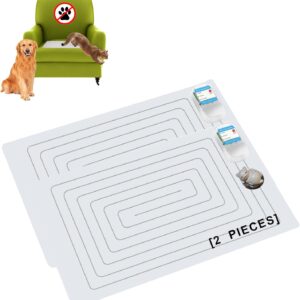 SEERWAY Scat Pet Shock Mat 2 Pieces with Tester, Shock Pad for Dog and Cat Training Indoor, Electric Repellent Mat Keeps Pet Off Couch, Sofa, Countertop, 3 Modes, 2 Pieces Same Size, Battery Operated