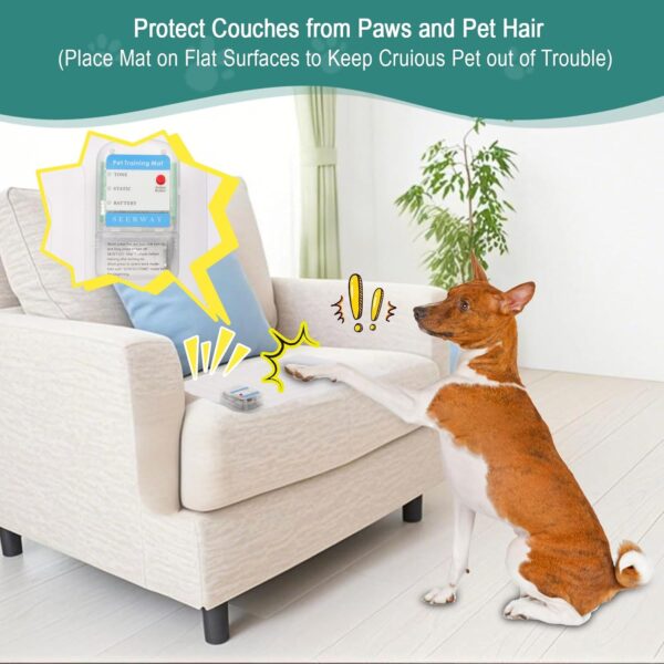 SEERWAY Scat Pet Shock Mat 2 Pieces with Tester, Shock Pad for Dog and Cat Training Indoor, Electric Repellent Mat Keeps Pet Off Couch, Sofa, Countertop, 3 Modes, 2 Pieces Same Size, Battery Operated - Image 2